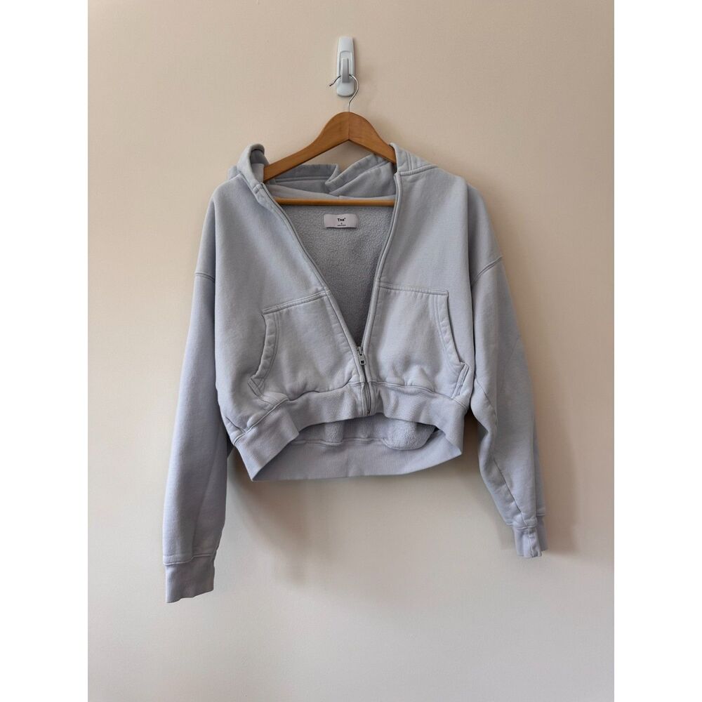 Tna Sky Blue Cropped Zipped Hoodie Size Small